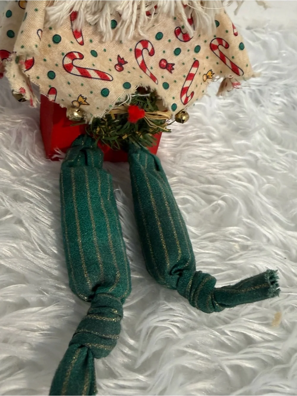 Rustic Christmas Santa Decoration Wood Block Base red & green